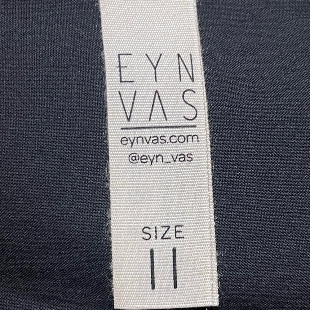 Eyn Vas Black Lightweight Cotton V-Neck Shirtdress Oversized Minimalist NWT - Picture 5 of 12